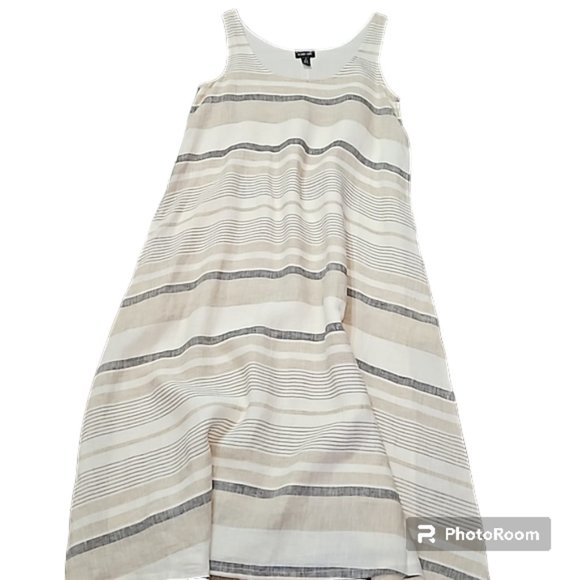 Ronen Chen Striped Linen Sleeveless Maxi Dress, size 6 - Picture 3 of 16